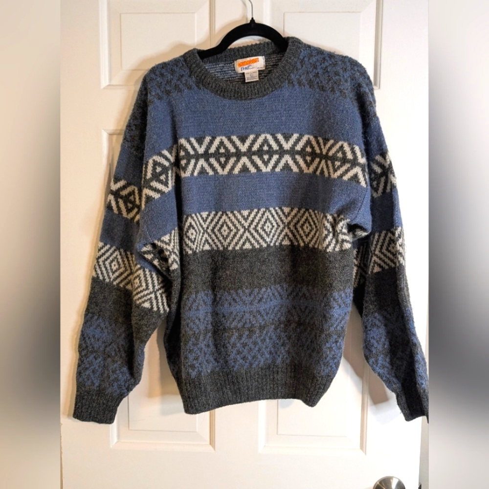 Vintage Catamount Trail Geometric Sweater | L | Made in Korea Wool Blend
